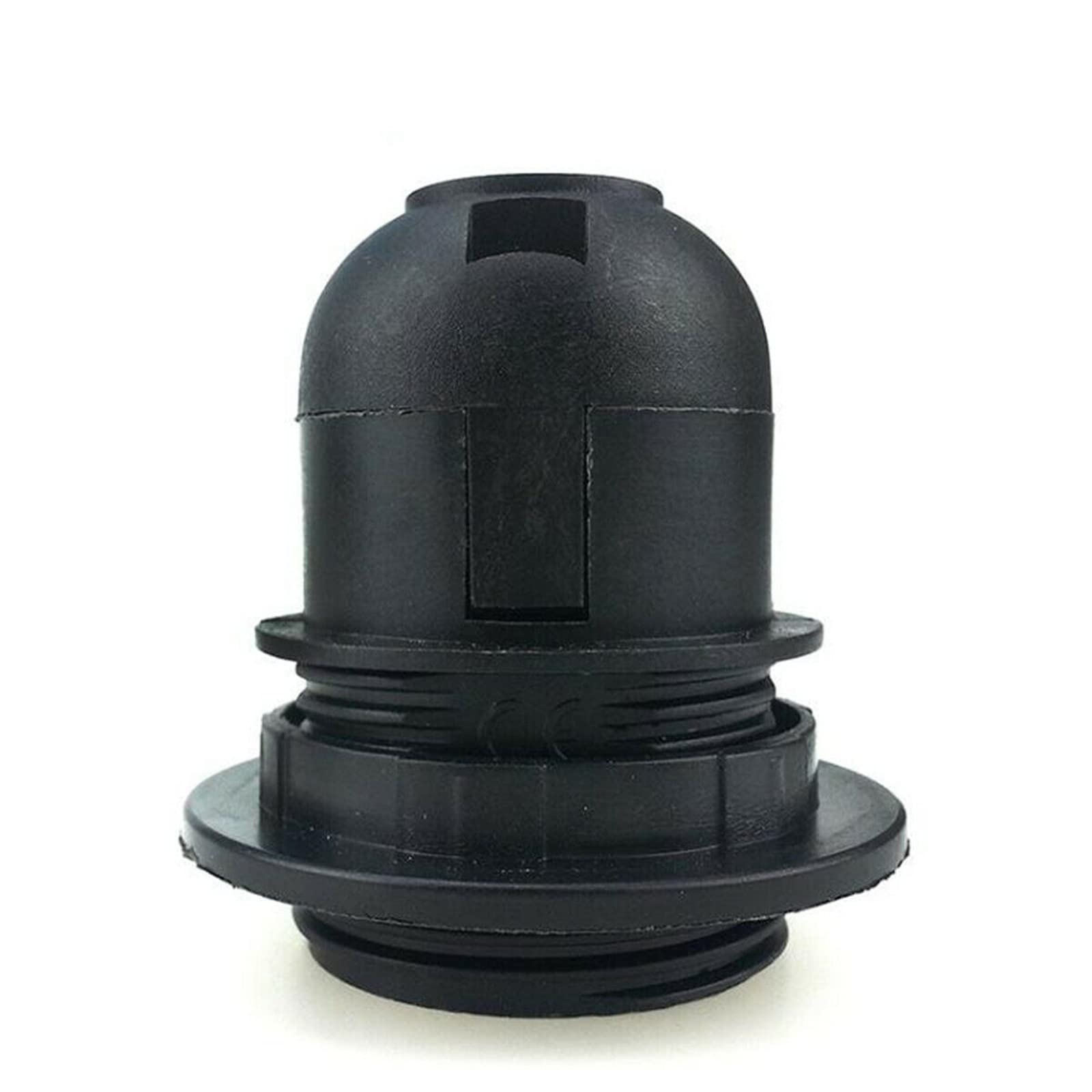 Michear Edison Screw ES E27 Light Bulb Lamp Holder Pendant Ceiling Socket,Lampholder with Shade Ring Threaded Entry,White,Black (Black)