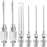 ATIVERE 6PCS Grease Gun Tips, Contain 4PCS 1/8 Inch NPT Threads 18G Grease Gun Needle Tips and 2PCS Narrow Grease Needle Dispenser for Lubricating, Used in Narrow Space &amp; Deep Hole Metal