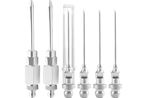 ATIVERE 6PCS Grease Gun Tips, Contain 4PCS 1/8 Inch NPT Threads 18G Grease Gun Needle Tips and 2PCS Narrow Grease Needle Dispenser for Lubricating, Used in Narrow Space & Deep Hole Metal