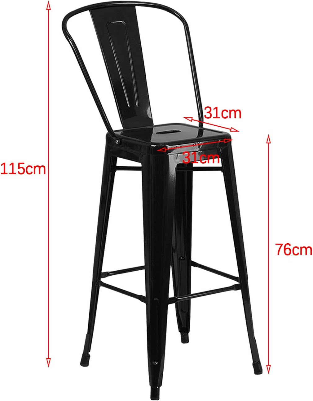 bar stool height outdoor chairs on Furniture Nicemoods Metal Bar Stools Indoor Outdoor Chairs Modern High Backrest Industrial Metal Barstool Bistro Style Bar Stools With Back Counter Height Stool Set Of 4 Black Game Recreation Room Furniture