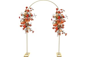 Queension Arch Backdrop Stand 7.2FT, Metal Wedding Arch Stand with Base for Ceremony, Balloon Arched Backdrop Frame for Birthday Party Baby Shower Celebration Decorations, Gold