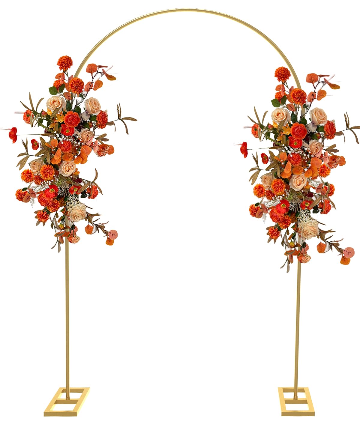 Photo 1 of Queension Arch Backdrop Stand 7.2FT, Metal Wedding Arch Stand with Base for Ceremony, Balloon Arched Backdrop Frame for Birthday Party Baby Shower Celebration Decorations, Gold