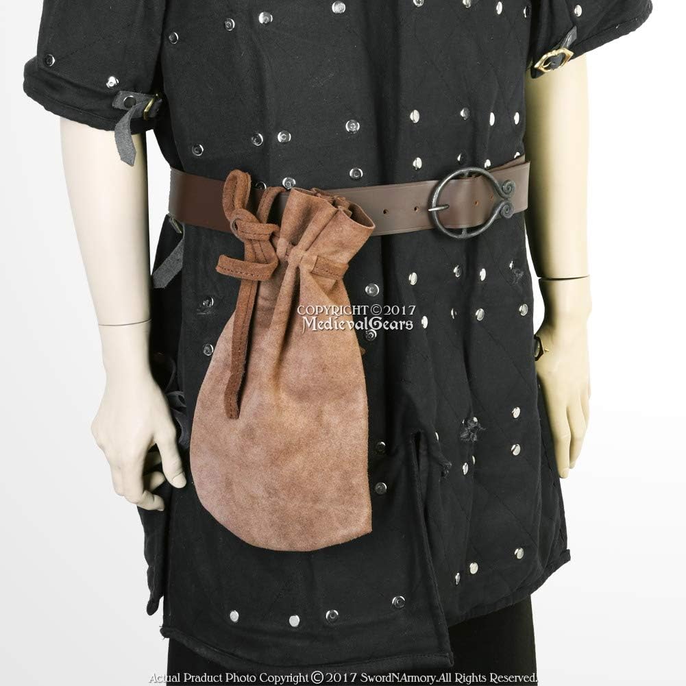 Medieval Moneybag Suede Leather Renaissance Faire LARP Drawstring Pouch