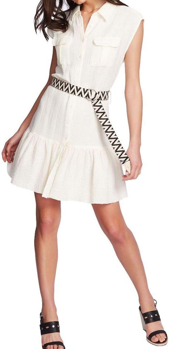 1. STATE Womens White Sleeveless Collared Mini Shirt Dress Dress AU Size:18: Amazon.com.au: Fashion