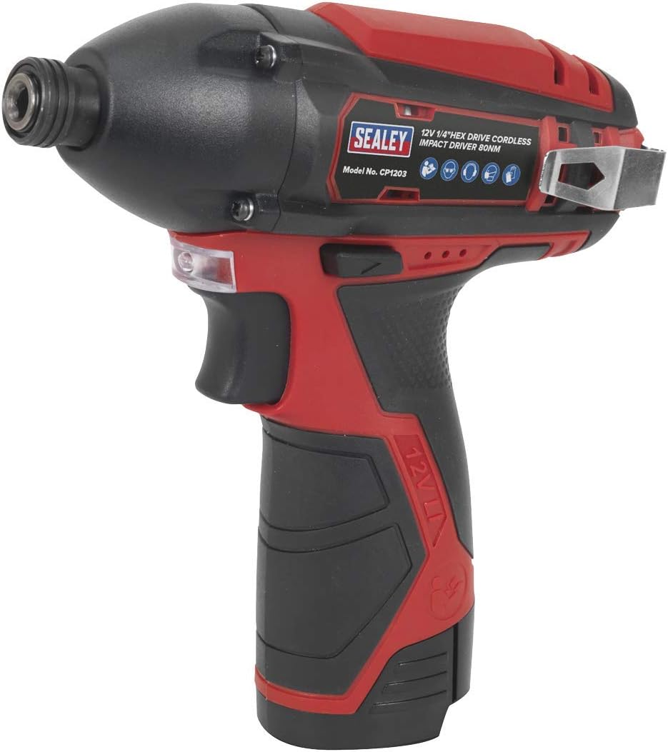 Sealey Cp1203 Impact Driver 12V 1/4In Hex Drive 80Nm - Body Only, White, 1/4" - Image 3