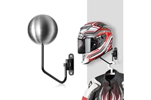 Magicfour Helmet Holder, Helmet Holder for Bike 180 Degree Rotation Helmet Rack Motorcycle with 2 Hooks Helmet Hanger for Coats, Caps, Baseballs and Rugby Helmet