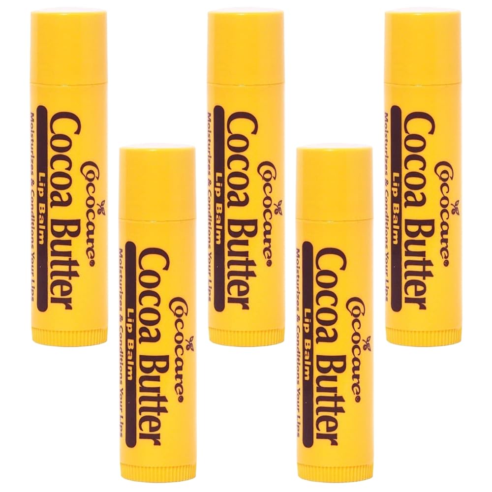 Cococare Cocoa Butter Lip Balm - The Little Yellow Stick Enriched with Natural Cocoa Butter - Conditions & Protects Lips with Hydrating Formula - 0.15oz (Pack of 5)