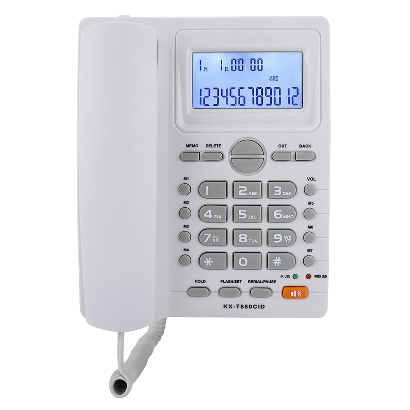 Photo 1 of Corded Phone, Dualport Extension Set Corded Telephone with Caller ID Display and Speaker Phone,Large Buttons Landline Phone for Office Business (White)