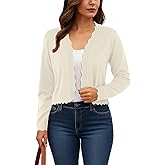GRECERELLE Women's Long Sleeve Lightweight Open Front Cropped Cardigan Knit Sweaters Bolero Shrugs (S-2XL)