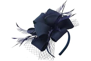 Myjoyday Women's Fascinators Hat for Tea Party Church Cocktail, Feathers Veil Headband with Hair Clip