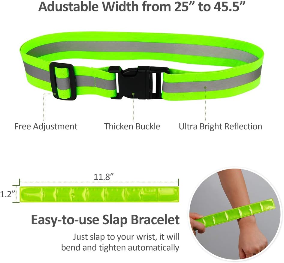 Vanmor High Visibility Reflective Bands for Wrist, Arm, Ankle, Leg. Reflective Running Gear for Men and Women, Safety Reflective Straps Bracelets for Night Running, Cycling, Walking. : Sports & Outdoors