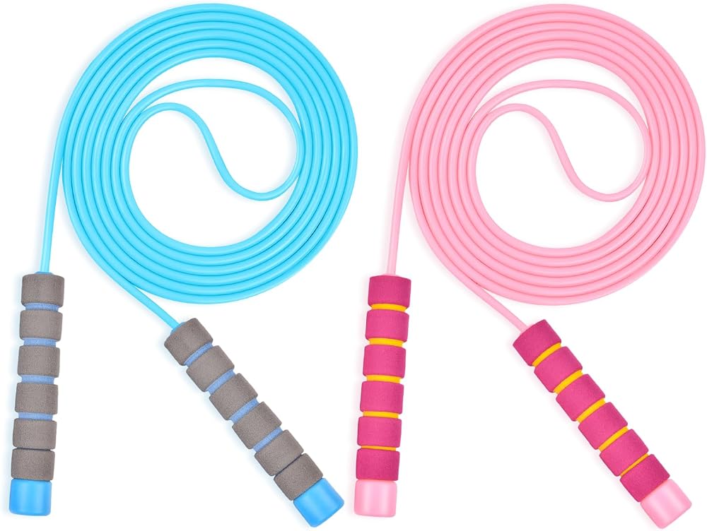 Flintronic Skipping Ropes for Children 2 Pack Adjustable 260 cm Blue Pink