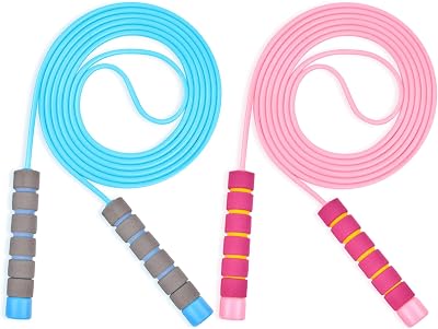 Flintronic Skipping Ropes for Children 2 Pack Adjustable 260 cm Blue Pink