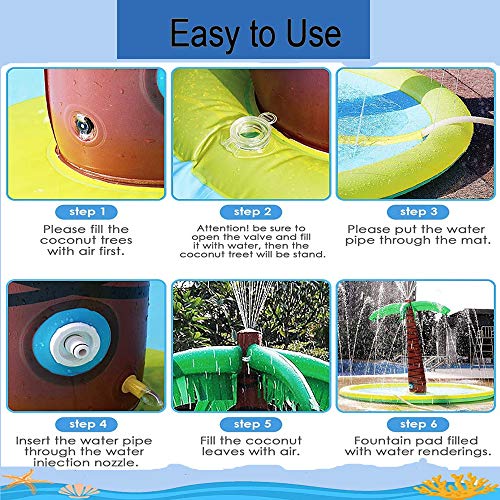 BLLKE 3 in 1 Water Sprinkler Coconut Palm Tree Water Spray Mat for