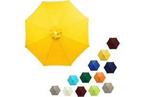 6.5ft 7.5ft 9ft 10ft Patio Outdoor Umbrella Replacement Canopy, 6/8 Ribs Sun Umbrella Cloth Replacement Parasol Canopy Cover 