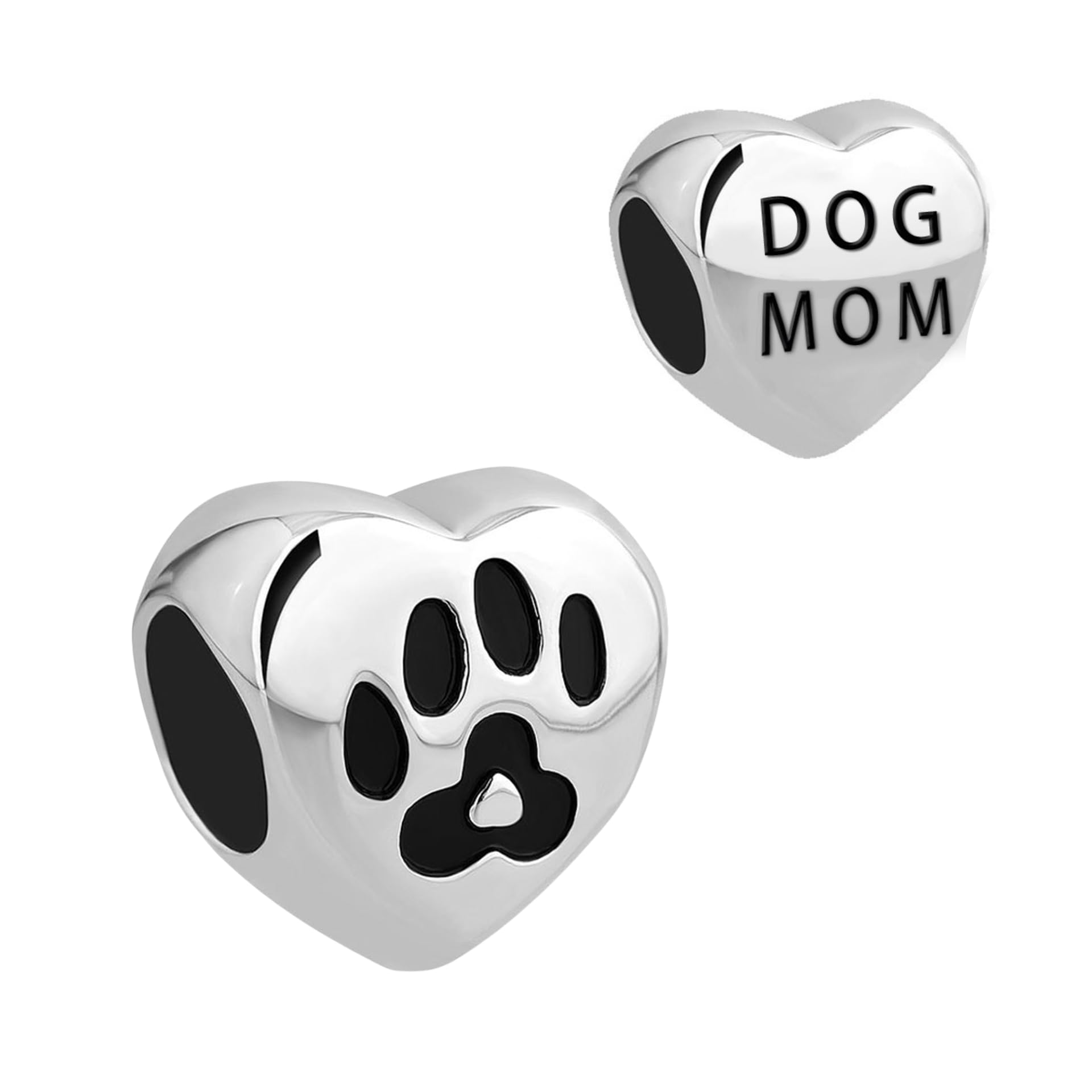SBI Jewelry Paw Print Dog Mom Heart Charm Compatible with Pandora Charm Bracelet Pets Bead Pendant Cousin Family Birthday Christmas