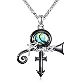 AXOMY Prince Symbol Necklace 925 Sterling Silver Abalone Shell Prince Necklace Prince Symbol Jewelry for Men Women Prince Fan