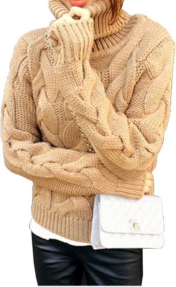 Amazon ざっくり タートルネックセーター ケーブル編み ショート丈 アクリル素材でチクチクしない セーター 通販