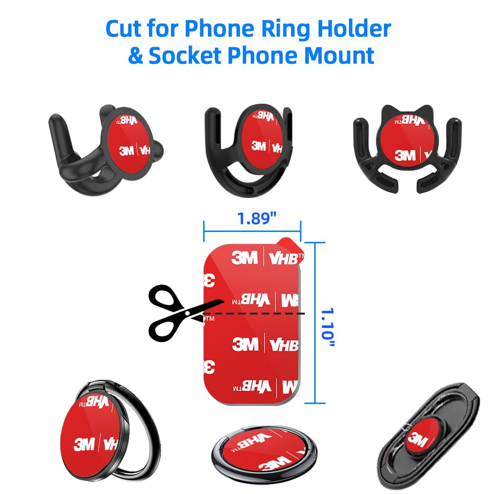 volport 5 Pack 3M Automotive Double Sided Adhesive Tape, Heavy Duty 3M Sticky Pads for Magnetic Car Phone Mount Dashboard, Adhesive Pad Replacement for Phone Holder, Heat Resistant Sticker Tapes