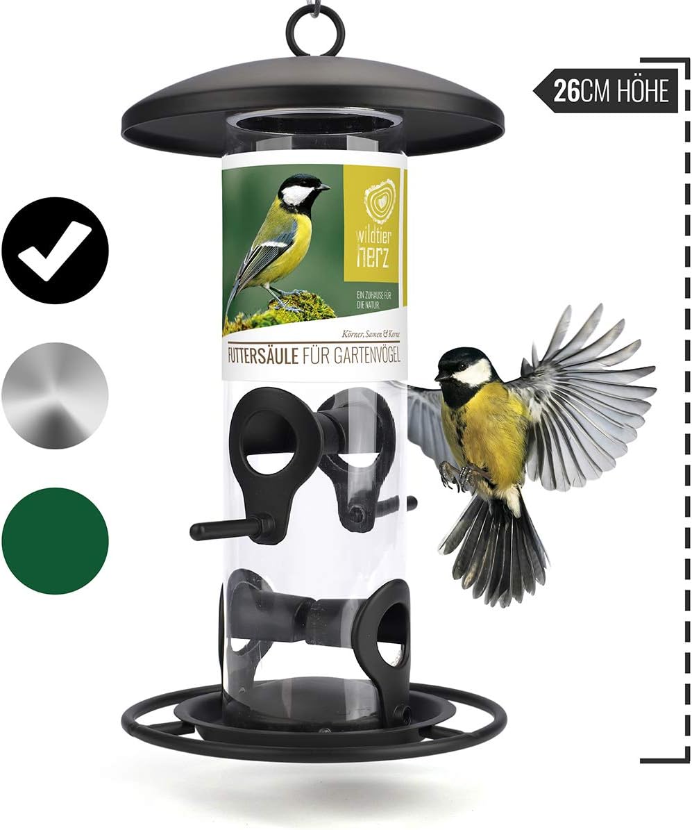 mangiatoia per uccelli con tetto in metallo