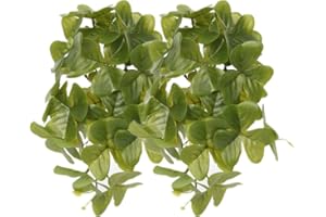 WOLEDOE 2Pack Reptile Fake Plants for Terrarium, Snake Tank Accessories, Habitat Decor Artificial Hanging Plants with Suction Cup - Fake Shamrock