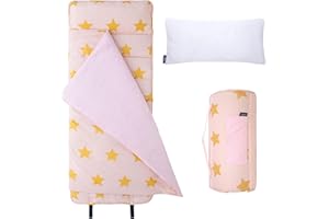 Wildkin Original Nap Mat with Reusable Pillow for Boys & Girls, Perfect for Elementary Daycare Sleepovers, Features Hook & Loop Fastener, Cotton Blend Materials Nap Mat for Kids