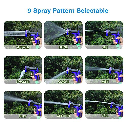 Garden Hose, Newest 75 FT Expandable Heavy Double Latex Flexible Hose - 9-Pattern High Pressure Water Spray Nozzle. Suitable for Wash Cars, Clean Walls, Watering Lawns and Garden Plants, etc. - Thumbnail 4