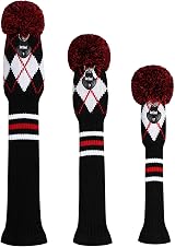 Scott Edward Knitted Golf Head Covers Set 3pcs Driver Fairway Hybrid Black view 3