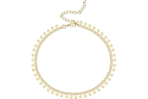 PAVOI 14K Gold Plated Link Chain Anklets for Women | Anklets with Cubic Zirconia Station Charms Beaded Snake Mariner Chains