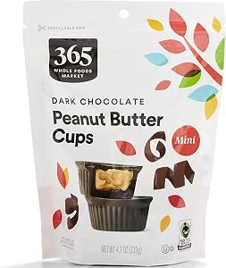 365 by Whole Foods Market, Mini Dark Chocolate Peanut Butter Cups, 4.7 Ounce