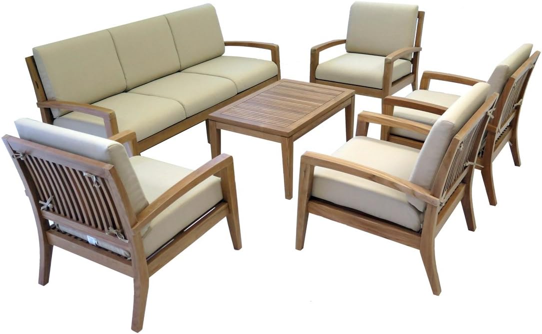 Ohana Teak Patio Furniture 7Seater Conversation Set with