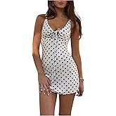 Floerns Women's Summer Mini Dress Polka Dots Tie Front Date Night Bodycon Dresses