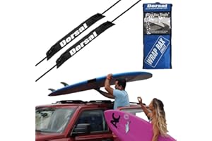 Dorsal Universal Soft Roof Rack Pads for Surfboard Kayak SUPs with Car Tie Down Straps and Storage Bag - Pack of 2 Black Polyester