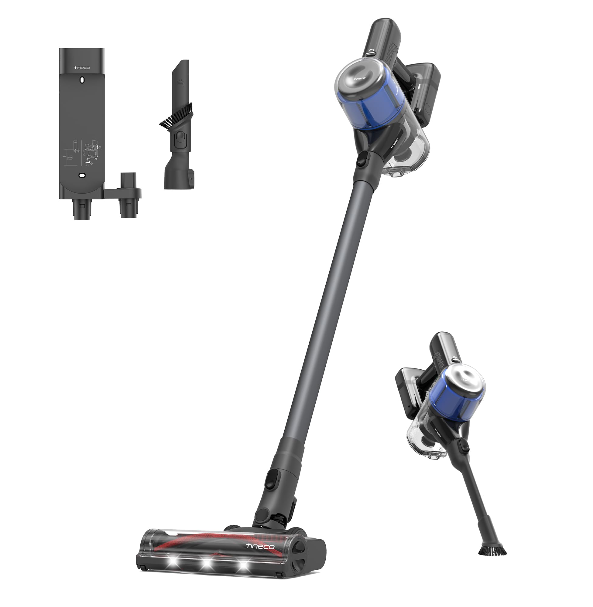 Tineco Pure ONE S30 Aspiradora inalámbrica, potente succión de 150 AW, cepillo sin enredos, hasta 65 minutos de tiempo de funcionamiento, filtración HEPA de 6 etapas, aspiradora con tecnología PureCyclone con base para montaje en pared