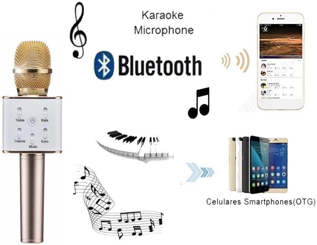 ISBAL Q7 Portable handhold Wireless Bluetooth Microphone Karaoke Player with Mini Speaker Home KTV Cellphone Voice Speaker Player for iPhone iPad iPod Android PhoneX iphone8 Golden1