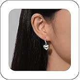 Erimberate Bohemian Heart Circle Dangle Earrings Gold Puffy Heart Drop Earrings Small Heart Circle Hoop Earrings Minimalist Heart Hoop Earrings Jewelry for Women Gifts