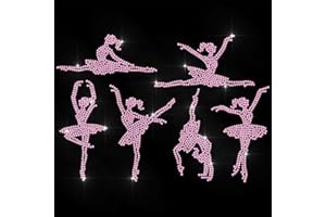 ANATTASOUL Iron On Rhinestones Transfer Ballet Silhouettes Bling Diamond Hotfix Patches for Clothes, 11.6"x8.2" Large Iron On
