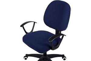 smiry Office Computer Chair Covers, Stretch Jacquard Universal Desk Rotating Chair Slipcovers Protector, Seat Cover + Backrest Cover, Navy Blue