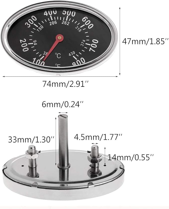 Oval BBQ Smoker Gas Grill Lid Thermometer Gauge Temp Heat Indicator for Camping Cooking Amazon