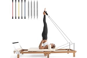 DWKWE Foldable Pilates Reformer Machine,Extended 88in Metal Frame Pilates Equipment for Home Women Men Use Gym Workout & Advanced and Beginners Users , Dual Resistance System (Spring & Latex Tubes)