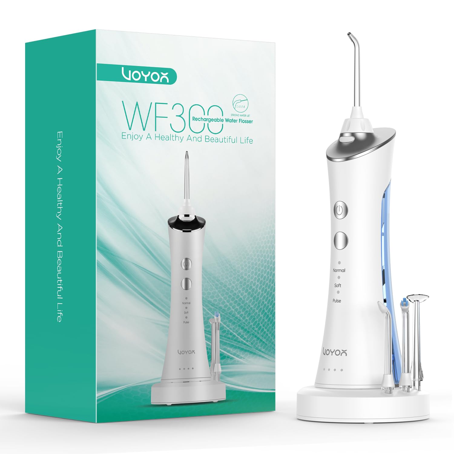 Photo 1 of VOYOR-HEALTH Water Dental Flosser for Teeth Cordless, Portable Oral Irrigator with 3 Modes 4 Tips, IPX7 Waterproof Rechargeable Electric Flosser for Teeth Deep Cleaning for Travel Home WF300 (Blue)