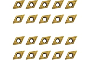Zorqon 20Pcs DCMT070204 DCMT21.51 Carbide Turning Inserts, Multilayer Coated DCMT Insert for Machining Steel Parts and Stainless Steel, Indexable CNC Lathe Inserts for Lathe Turning Tool Holder