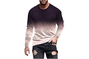 Muscularfit Mens Long Sleeve Shirts Casual Gradient Color Loose Pullover Graphic Tee Shirts Fall Fashion Athletic Sweatshirts