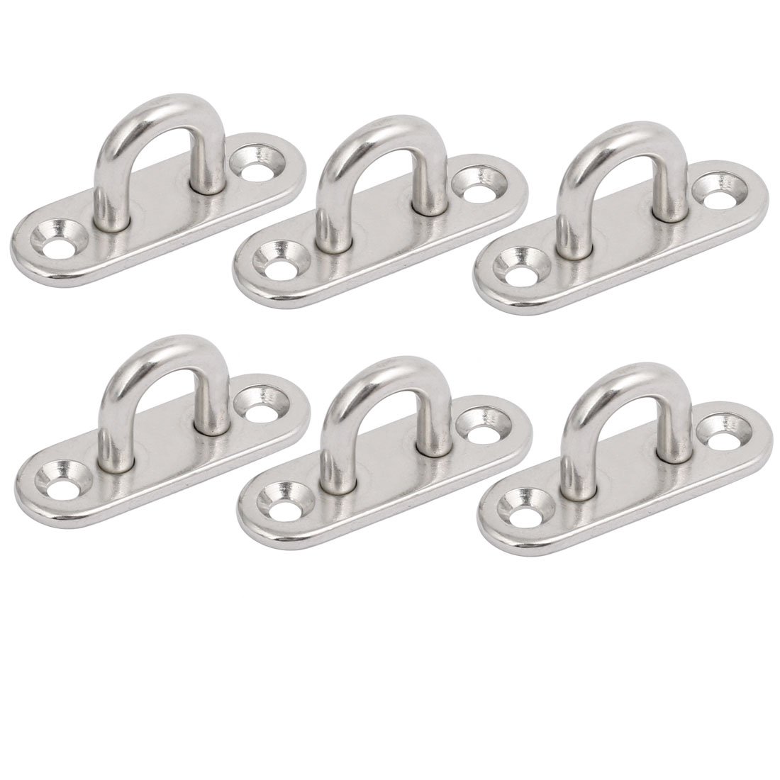 sourcing map 316 Stainless Steel 5mm Thick Ring Oblong Sail Shade Pad Eye Plate Boat Rigging 6pcs