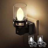 Briignite Candle Night Light Plug in [2 Pack], Vintage Nightlight Warm | Night Lights Plug into Wall LED, Dusk to Dawn Light Sensor, 3000K Warm Candle Nightlight for Kids Hallway Bathroom Bedroom