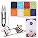 PH PandaHall Bead Loom Kit - About 1600pcs 8 Color 12/0 Glass Seed Beads, Steel Scissors, Knitting Needle, Threads for Necklace Bracelet Jewelry DIY Making