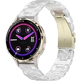 TRUMiRR Women Band for Venu 3S / Venu 4 41mm Smart Watch, 18mm Premium Resin Watchband Stainless Steel Buckle Strap for Garmin Venu 2S / Vivoactive 4S / Vivomove 3S / Forerunner 265S