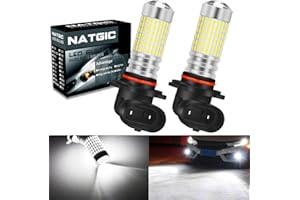 NATGIC 9006 HB4 LED Bulbs Super Bright 3000LM 3014SMD 144-EX Chipsets with Lens Projector for Fog Lights, Automotive Driving Lamps, Daytime Running Lights, Xenon White (Pack of 2)