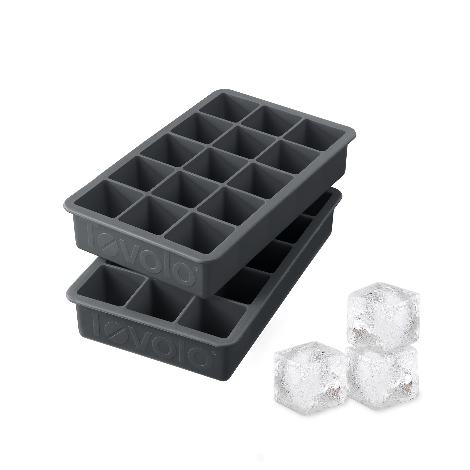 Tovolo Perfect Cube Ice Trays, Charcoal - Set of 2