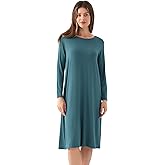 GYS Women's Nightgowns Bamboo Viscose Soft and Comfy Long Sleeve Pajama Dress